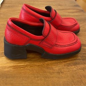 Miista E8 red heeled loafers
